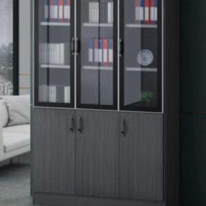 Armoire de Rangement trois portes avec vitrine sur la partie supérieure